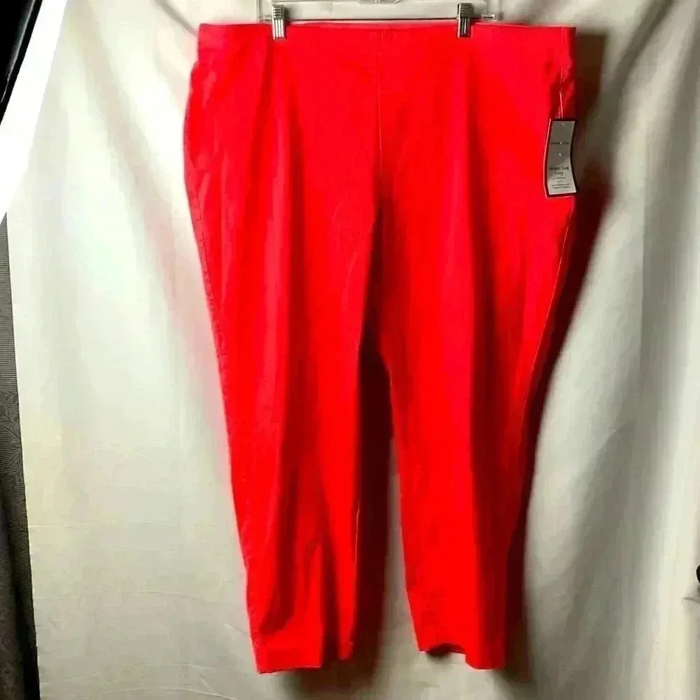 NWT CHARTER CLUB WO‎ SIZE 24W CORAL SKINNY LEG CROP PANT WAIST SMOOTHING
